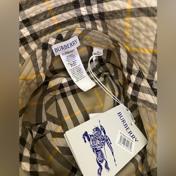 NEW Burberry Archive Classic Neutral Check Print Cotton Bucket Hat in Hunter - Picture 12 of 12